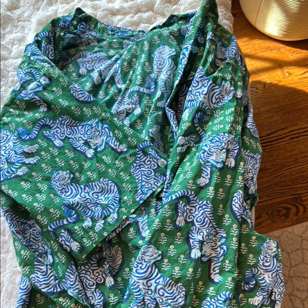 Printfresh cotton poplin kimono robe